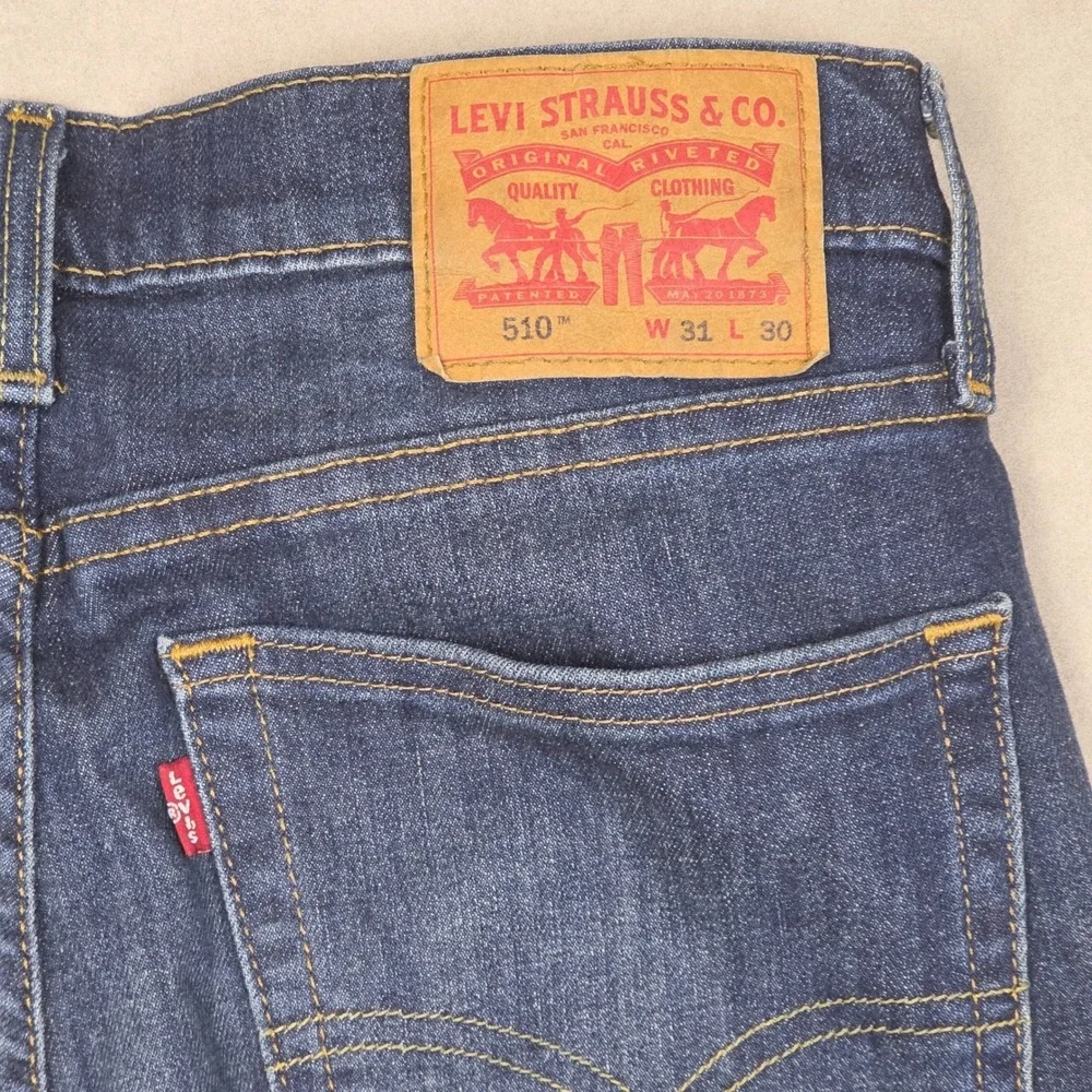 Levi Strauss Co 510 Mens Jeans Blue Slim Fit Stretch Denim 31x30
